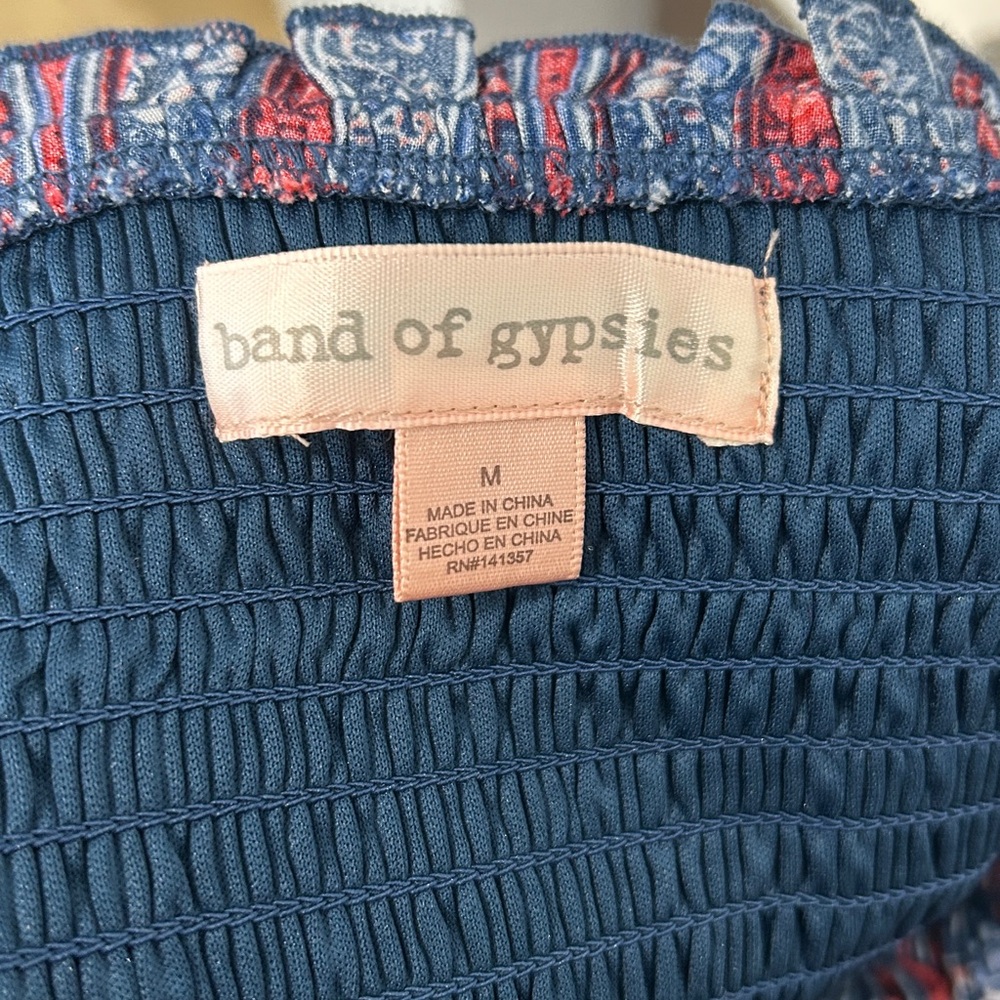 Band of Gypsies Bohemian Vibes Red and Blue Strapless Maxi Dress |Size Medium - Picture 12 of 12